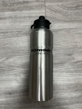 Schwinn Silver Aluminum Sports Bottle with Black Cap